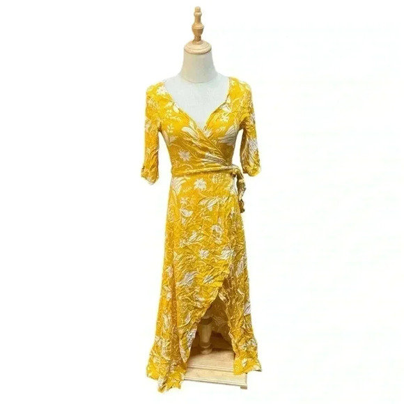 Cleobella Yellow Wrap Dress Size S - Picture 1 of 3